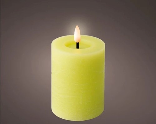 Lumineo LED kaars WAX steady kan Binnen, met timer, Groen/warm wit dia7cm H 11.5cm / st 