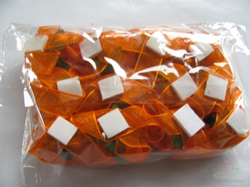 Mini foam roos 2 cm Oranje zelfklevend /pak voor corsages en rosebears