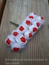 Mini foamrose met tule Wit+Rood hart BULK pak 144 st 2 cm