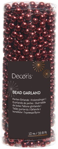 Parelketting, 8 mm Ossenbloed rood Donkerrood rol ca. 10 m voor bloemschikken of bruidsboeket