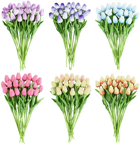 Tulp Tulpen 33cm bundel Lila/wit F12 / Bundel ca. 10st Real Touch foam