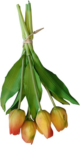 Tulp Tulpen Real Touch ORANJEGEEL Bundel 5st Luxe Siliconen Latex