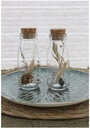 Vaasje Milk bottle Natural Chique met kurk INCL droogbloemen 14*6 cm / stuk wordt uit assorti geleverd