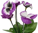 Viool Viooltje Zijden bloem PAARS Rechtsboven op foto, dia7.5cm H.18cm / stuk 
