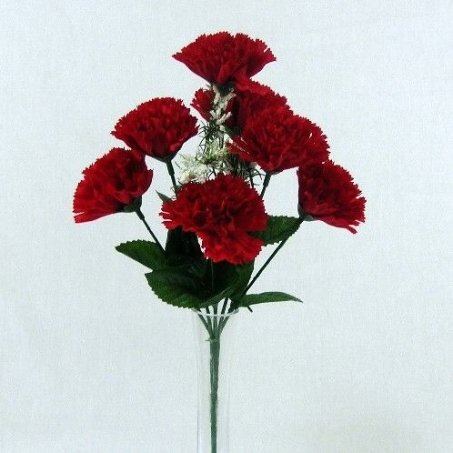 Anjerboeketje kerstboeket Rood met gips zijde bloemen