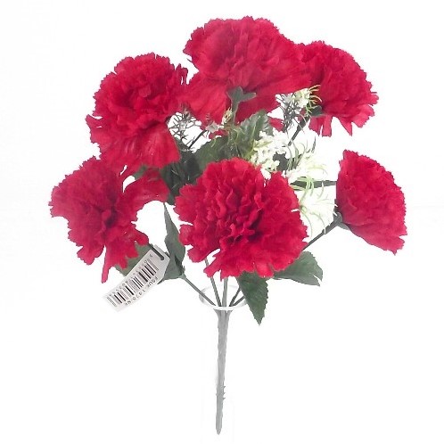 Anjerboeketje kerstboeket Rood met gips zijde bloemen