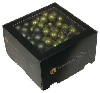 Balletjes op draad 2,5 cm Pinegroen combi doos 144 stuks Kerstballen 2,5 cm