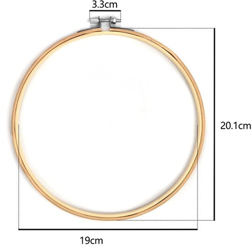 Bamboe ring Borduurring Flowerhoop met stelschroef 20/21 cm /stuk Bamboo bloemenring