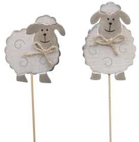 Bijsteker Houten schapen PER PAK 8 stuks Schaapjes