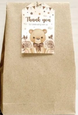 Bloemenkaartjes Thank you for celebrating Beertje tussen bloemen set van 50 cadeaulabels