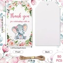 Bloemenkaartjes Thank you for celebrating Olifantje set 50st cadeaulabels met touwtje