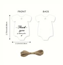 Bloemenkaartjes Thank you for celebrating Wit Baby Rompertje set 50st cadeaulabels met touwtje
