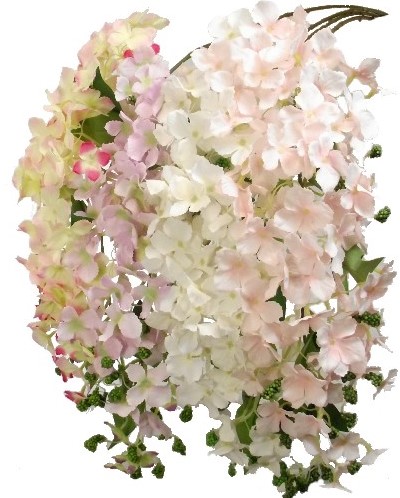 Bloesemtak Hydrangea Peach/Pink 108cm zijde bloemen