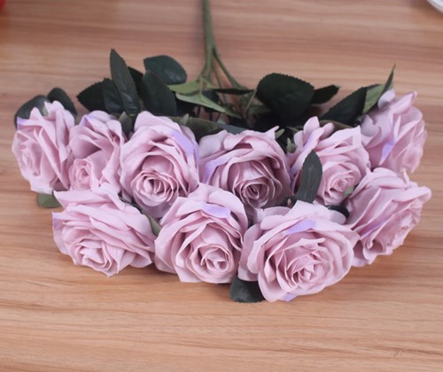 Boeket Franse Rozen Lila boeket Zijde