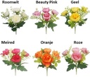 Boeketje Ranonkel Hortensia Hydrangea en besjes 27cm Beauty Pink zijde bloemen vuller