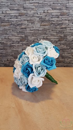 Bruidsboeket EM1 foam, schelpen  met bijpassende corsage 