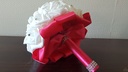 Bruidsboeket foamrozen Roomwit + FUCHSIA met Strass Volledig afgewerkt