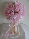 Bruidsboeket zijdenrozen Luxe Pink 1027 