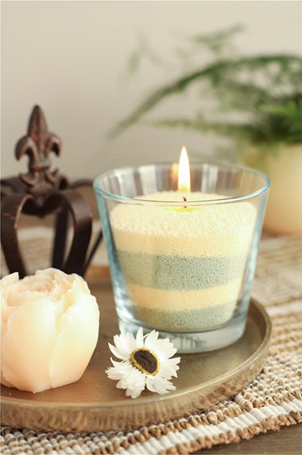 Burning Candle Kaarsenzand & Pearl Sand 400g Creme incl 4 lonten ca. 50 branduren