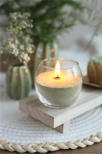 Burning Candle Kaarsenzand & Pearl Sand 400g Light groen incl 4 lonten ca. 50 branduren