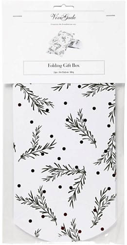 Cadeaudoosjes 3 Stuk, Tak Met Kerstbomen, 18x15x6 cm cadeauverpakking, giftbag