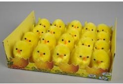 Chenille kuikentjes geel 3,5 cm / 14 stuks chickens