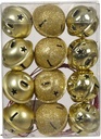 Christmas bells Kerstbelletjes Goud ca. 25 mm Doosje ca. 12 stuks Glans, mat en glitter Wedding Wands