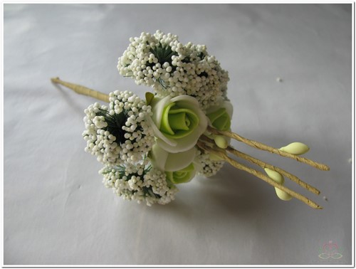 Corsage Miniroos New Style Pick Creme-Groen 