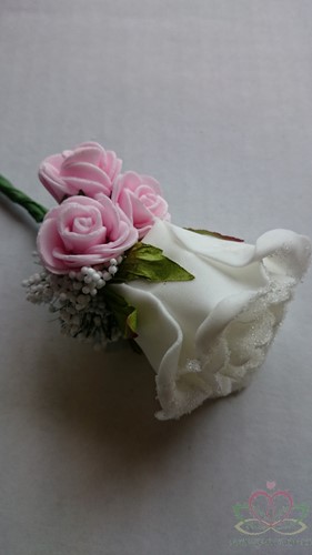 Corsage Roos Besuikerd wit+Softroze CEM143 Maatwerk