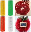 Decomesh Deco mesh Metalic voor kransen en inpakken Rood met gouddraad 26 cm ca. 9 m