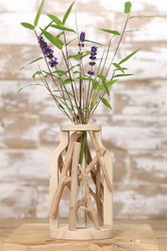 Decoratief Drijfhout met reageerbuis L.11 W.8,5 H.19,5 cm ook leuk voor stekjes