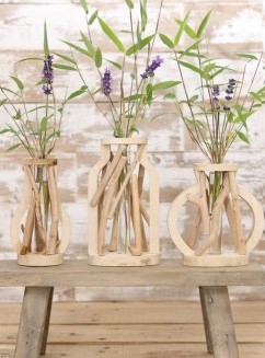 Decoratief Drijfhout met reageerbuis l.14 w.7 h.18.5 cm ook leuk voor stekjes