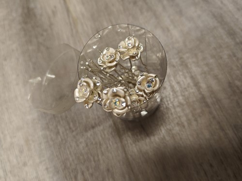 Decospeld Haarspeld Rose Strass diamantjes doosje12 