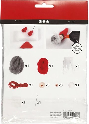 DIYkit Pakket Hobbyset Kerstkabouter Zelf 3 Santa's maken schoencadeautje