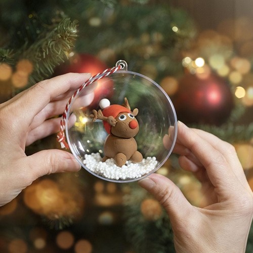 DIYkit Pakket Hobbyset Mini Hobbyset, Maak je eigen kerstbal Boetseren Rendier schoencadeautje