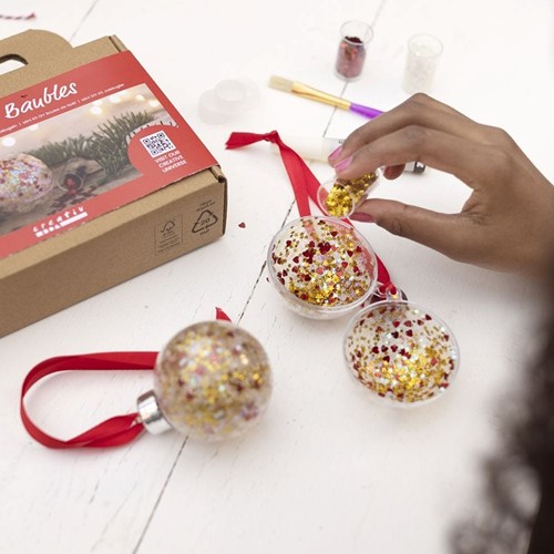 DIYkit Pakket Hobbyset Mini Hobbyset, Maak je eigen kerstbal Pailletten schoencadeautje