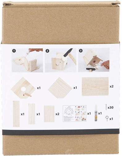 DIYkit Pakket Hobbyset Vogelhuis maken met duidelijke instructie