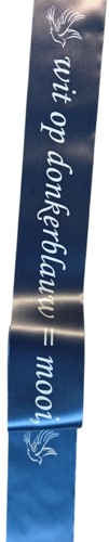 Donkerblauw 70 mm met Wit opdruk 80 cm Bedrukt lint