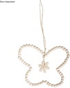 Draadvlinder met houten kralen, 17,5x13cm , om te hangen, Compleet