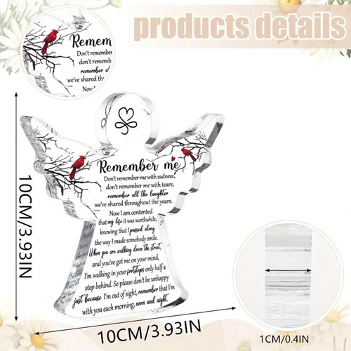 Engel van Epoxy met vogels Remember me 10*1 cm Persoonlijk aandenken
