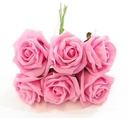 foam roos Princess Kleurvast Antique Hard Roze 6cm BUNDEL 6 foamroos
