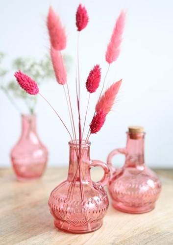 Gekleurd glazen flesje, vaasje, Lille Soft Pink / stuk h.10 Ø7cm