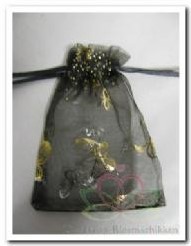 Giftbag organza Black Golden Butterfly 7*9 cm cadeauzakje,bruiloftbedankje