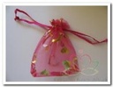 Giftbag organza Fuchsia golden Heart ca. 7*9 cm cadeauzakje,bruiloftbedankje