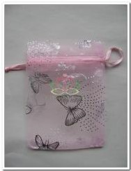 Giftbag organza Rose/zilver Butterfly 7*9 cm cadeauzakje,bruiloftbedankje