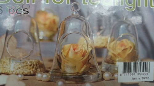 Glas Bel voor waxinelichtje of bloemen 18 cm hoog / ds 6st 