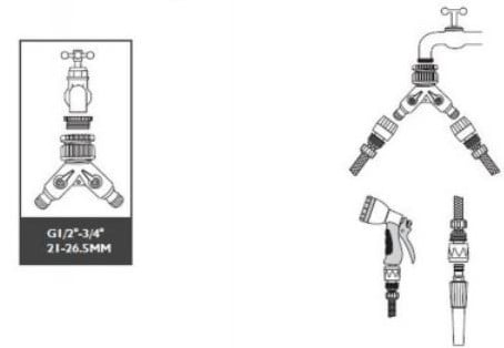 groen Arrow Universele Waterverdeler Y-Model 2-Weg direct op slang of kraan