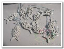 Guirlande 10 Rieten Visjes Wit white wash 