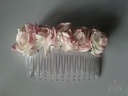 Haarcorsage Mulberry Wit-PastelRose Op kammetje 