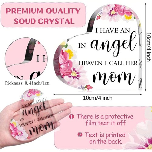 Hart van Epoxy met Bloem I have an Angel in Heaven I call her Mom 10*1 cm Persoonlijk aandenken